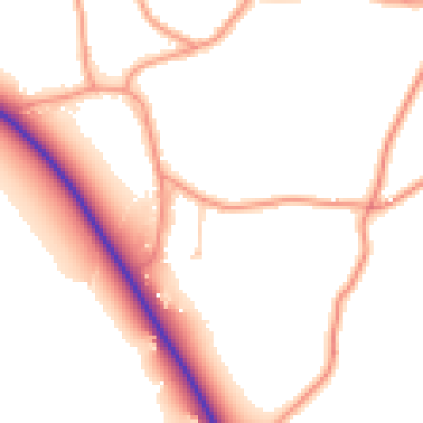 Daytime road noise heatmap for PE20 2BX