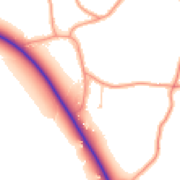 Daytime road noise heatmap for PE20 2BZ