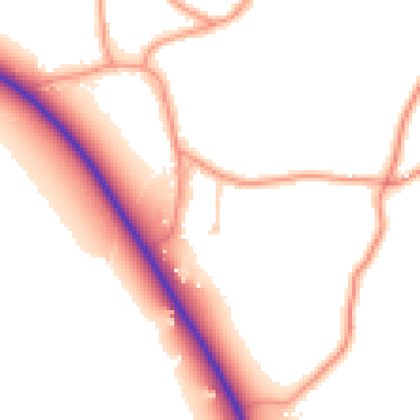 Daytime road noise heatmap for PE20 2DA
