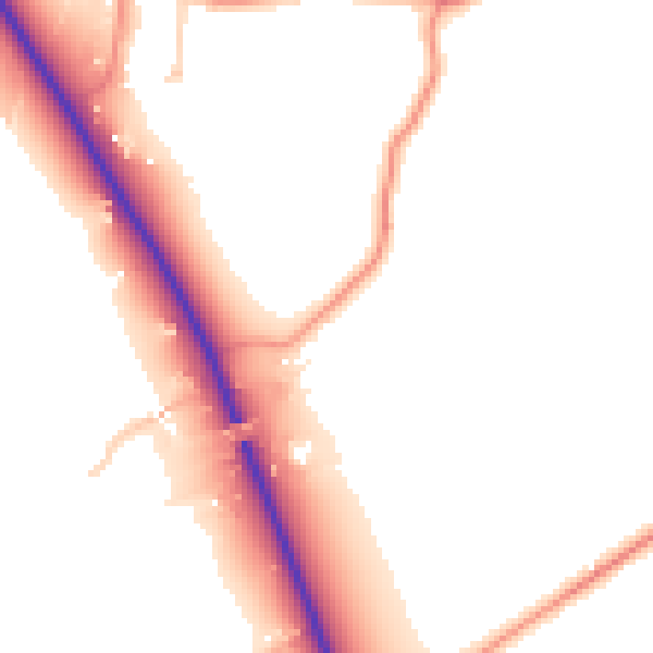 Daytime road noise heatmap for PE20 2DD