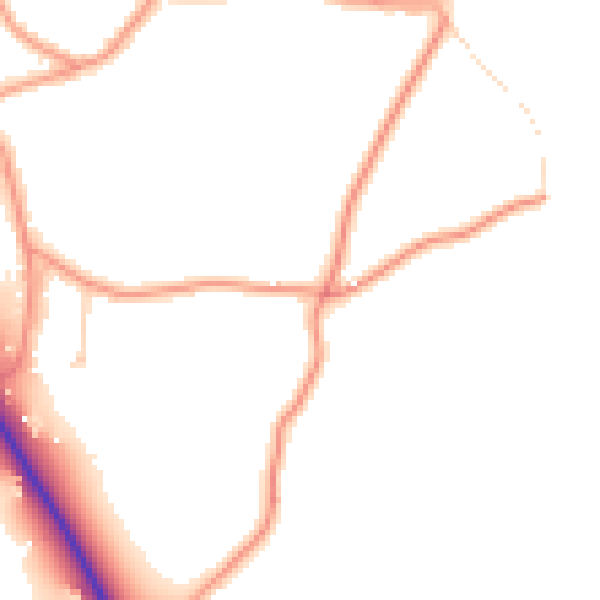 Daytime road noise heatmap for PE20 2DG
