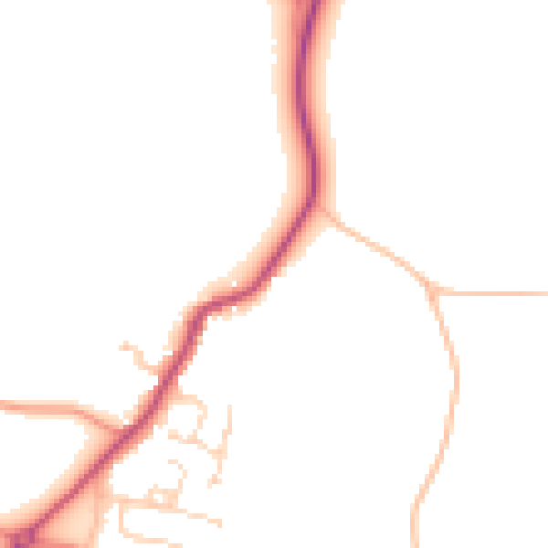 Daytime road noise heatmap for PE20 2HF