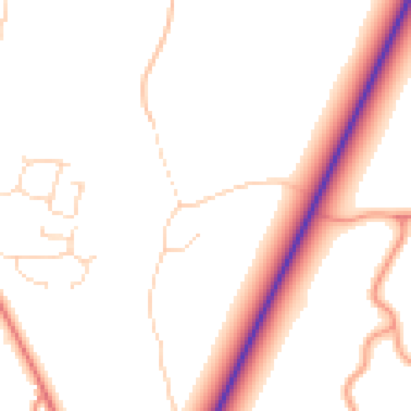 Daytime road noise heatmap for PE20 2HQ