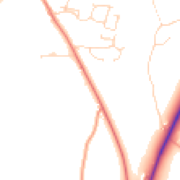Daytime road noise heatmap for PE20 2JX