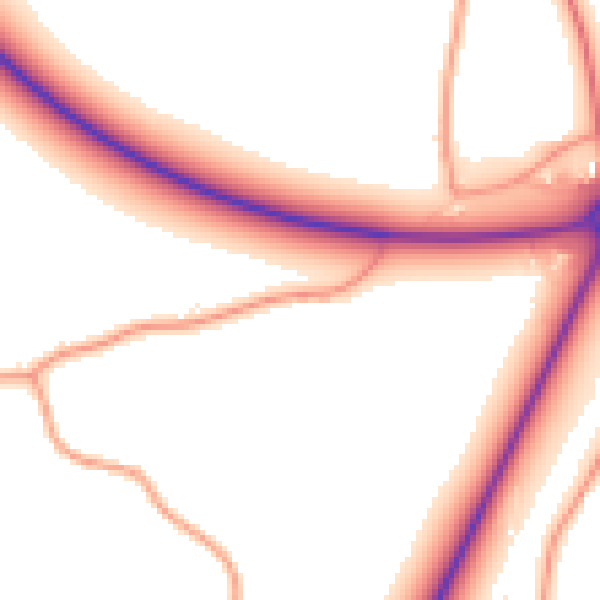 Daytime road noise heatmap for PE20 2LD
