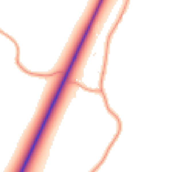 Daytime road noise heatmap for PE20 2LX