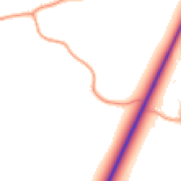 Daytime road noise heatmap for PE20 2LY