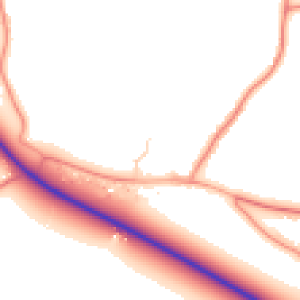 Daytime road noise heatmap for PE20 2NP