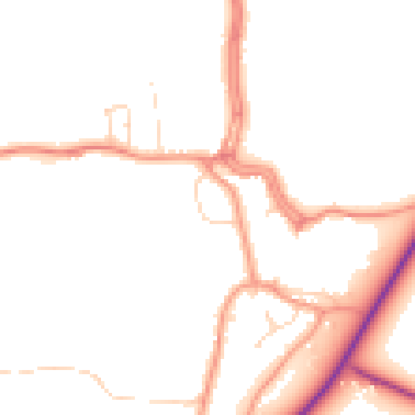 Daytime road noise heatmap for PE20 3DF