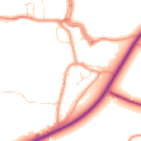 Daytime road noise heatmap for PE20 3DU