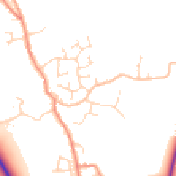 Daytime road noise heatmap for PE20 3EN
