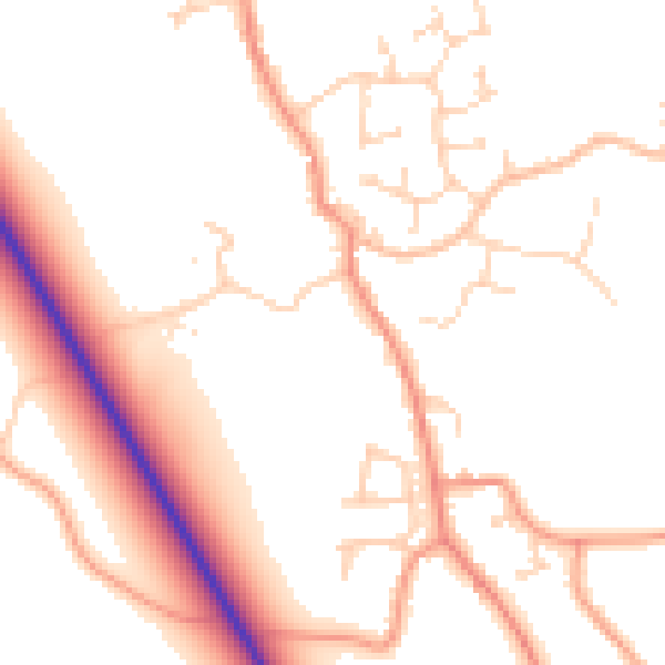 Daytime road noise heatmap for PE20 3JH