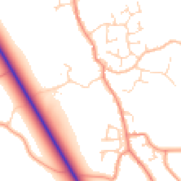 Daytime road noise heatmap for PE20 3JX