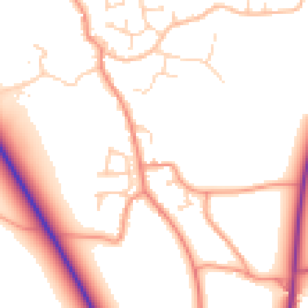 Daytime road noise heatmap for PE20 3LG
