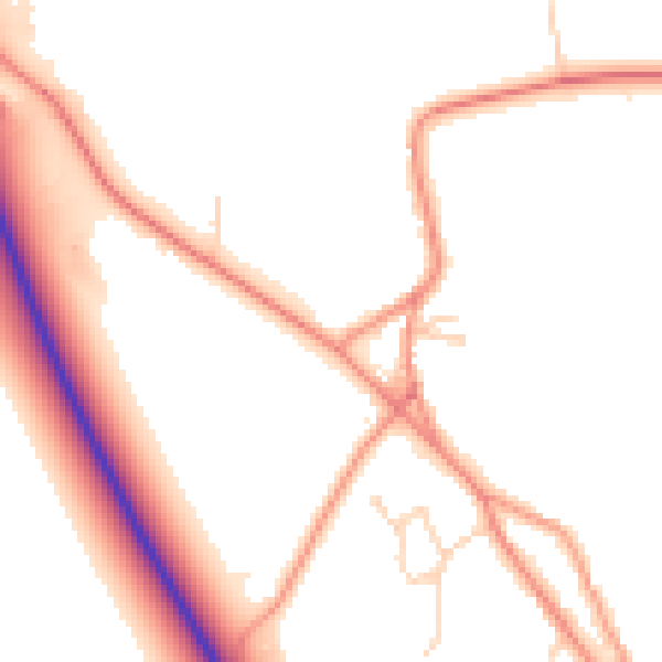 Daytime road noise heatmap for PE20 3LP
