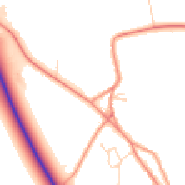 Daytime road noise heatmap for PE20 3LS