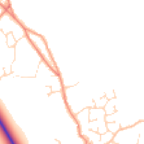 Daytime road noise heatmap for PE20 3NW