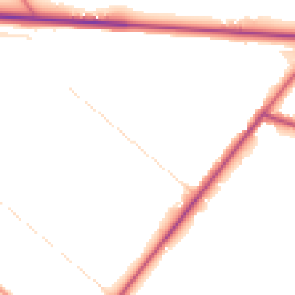 Daytime road noise heatmap for PE20 3QS