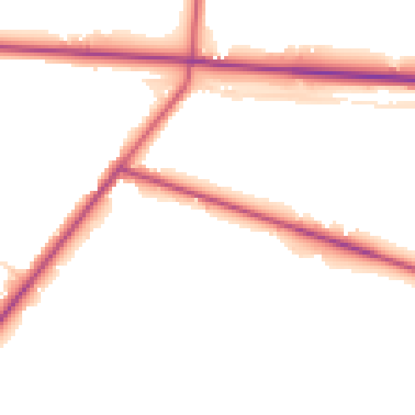 Daytime road noise heatmap for PE20 3QU