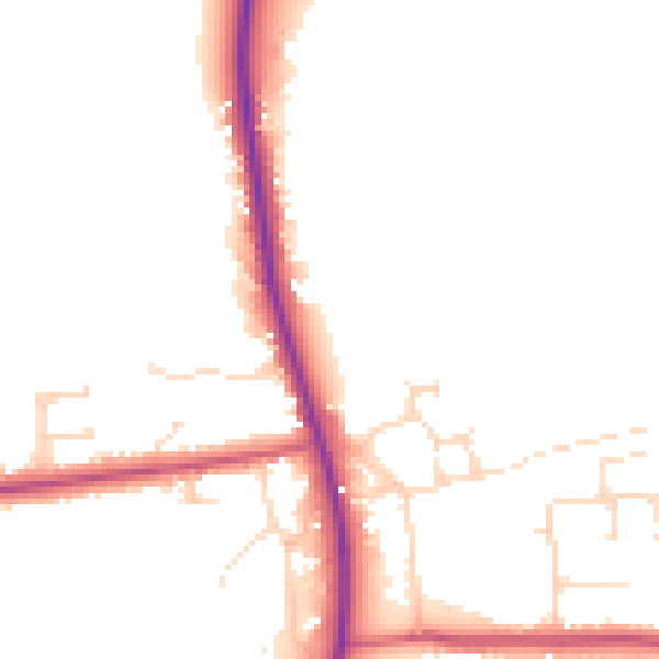 Daytime road noise heatmap for PE22 0AL