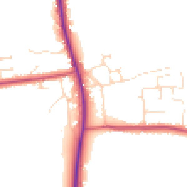 Daytime road noise heatmap for PE22 0BQ