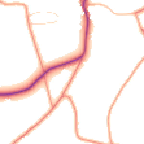 Daytime road noise heatmap for PE22 0DS