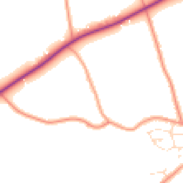 Daytime road noise heatmap for PE22 0PB
