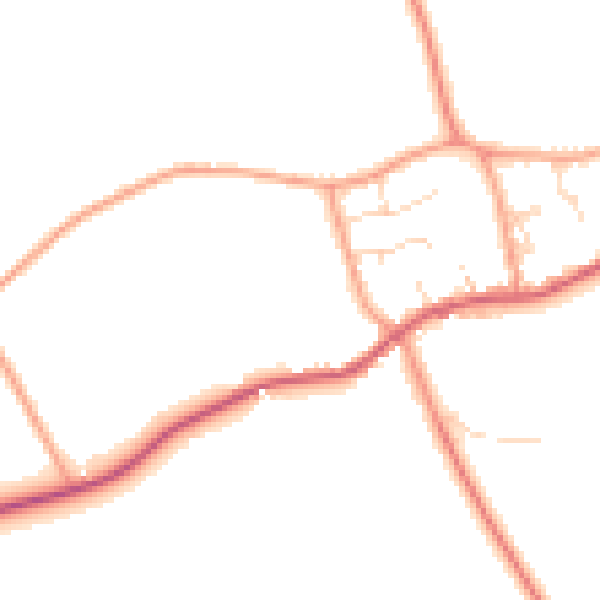 Daytime road noise heatmap for PE22 7AZ
