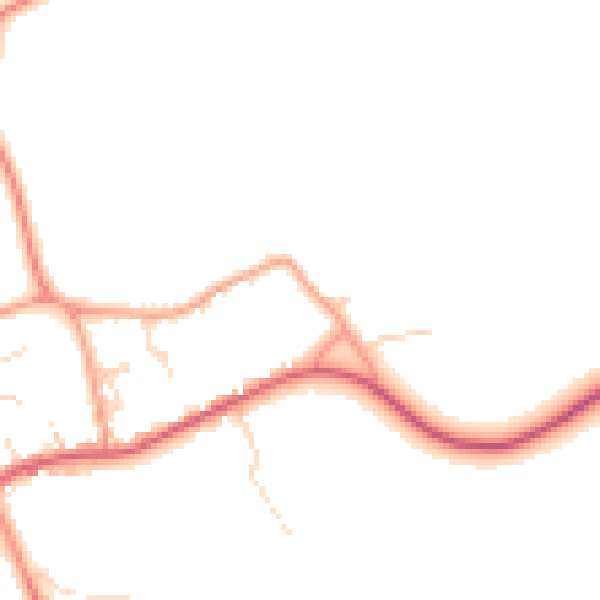 Daytime road noise heatmap for PE22 7QD