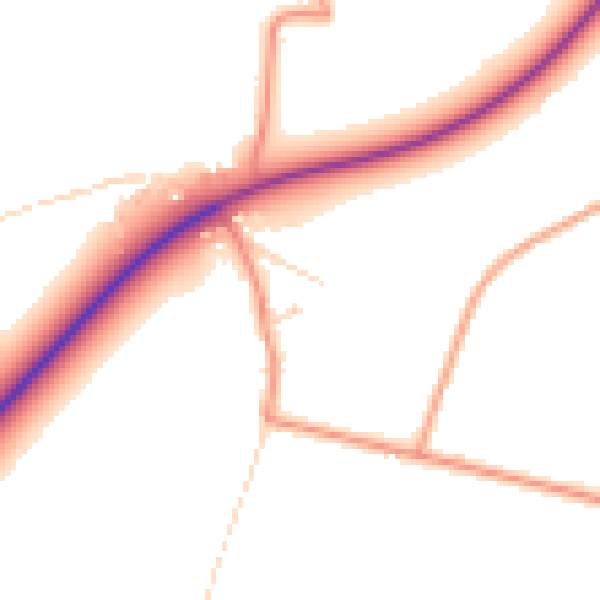 Daytime road noise heatmap for PE22 8EA