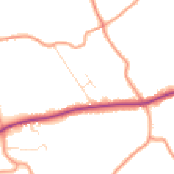 Daytime road noise heatmap for PE22 9BW