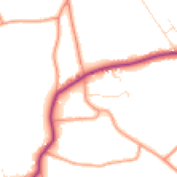 Daytime road noise heatmap for PE22 9EJ