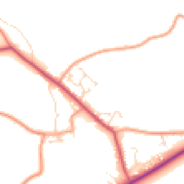 Daytime road noise heatmap for PE22 9LL