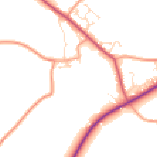 Daytime road noise heatmap for PE22 9NN