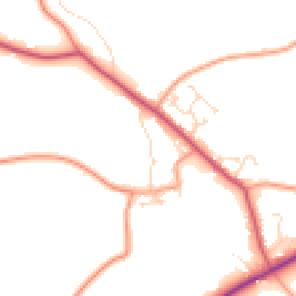 Daytime road noise heatmap for PE22 9NY