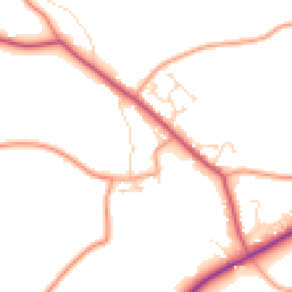 Daytime road noise heatmap for PE22 9NZ
