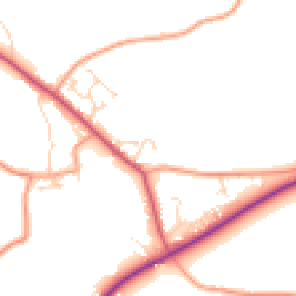 Daytime road noise heatmap for PE22 9PL