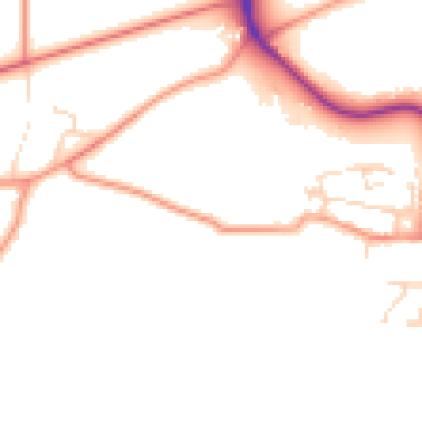 Daytime road noise heatmap for PE24 4TN