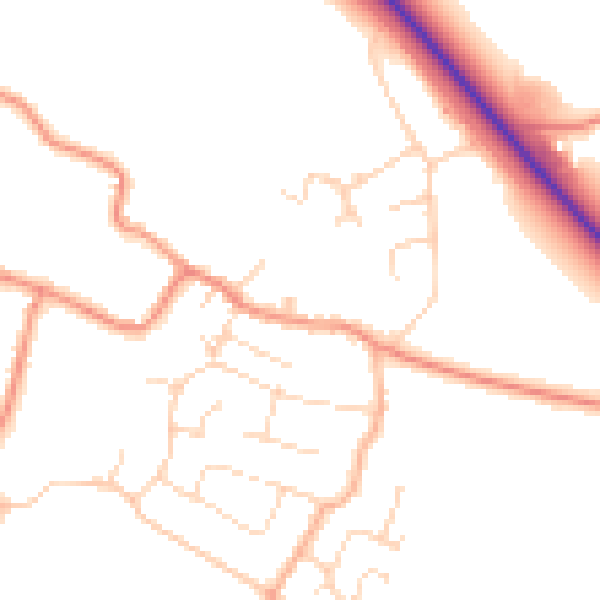 Daytime road noise heatmap for PE24 5JX