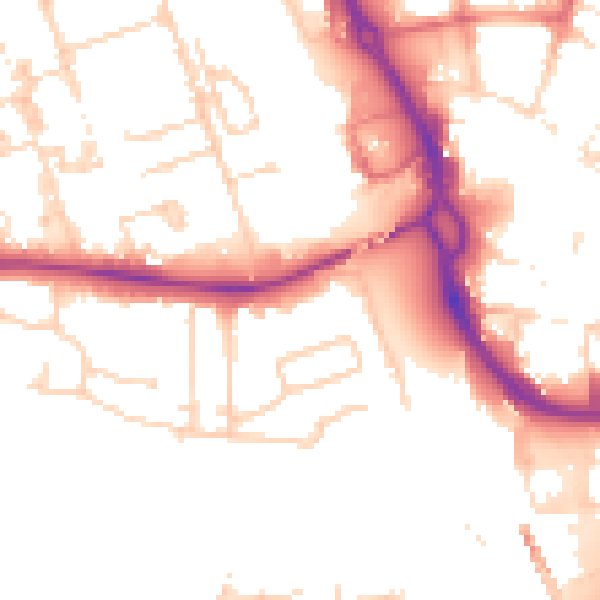 Daytime road noise heatmap for PE3 6AB