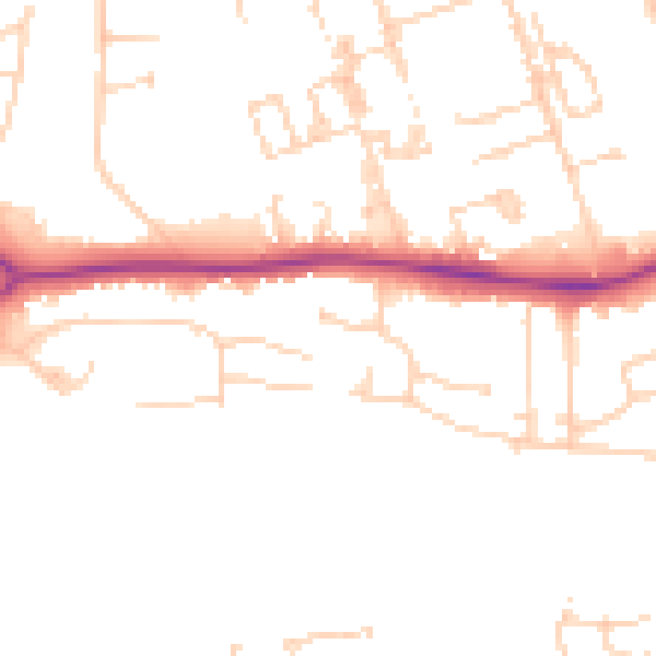 Daytime road noise heatmap for PE3 6AE