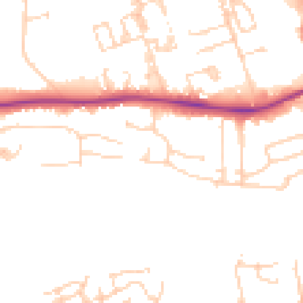 Daytime road noise heatmap for PE3 6AF