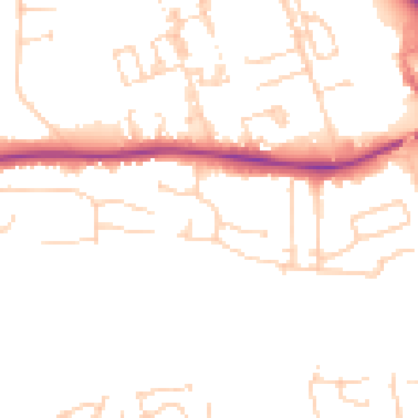 Daytime road noise heatmap for PE3 6AJ