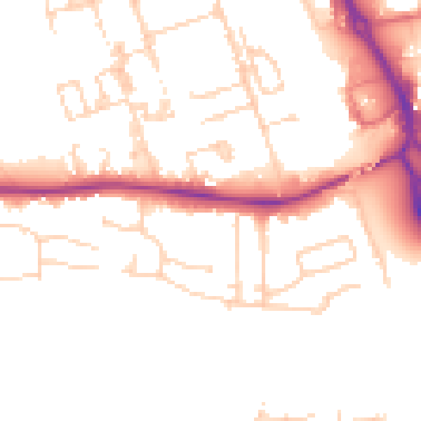 Daytime road noise heatmap for PE3 6AN