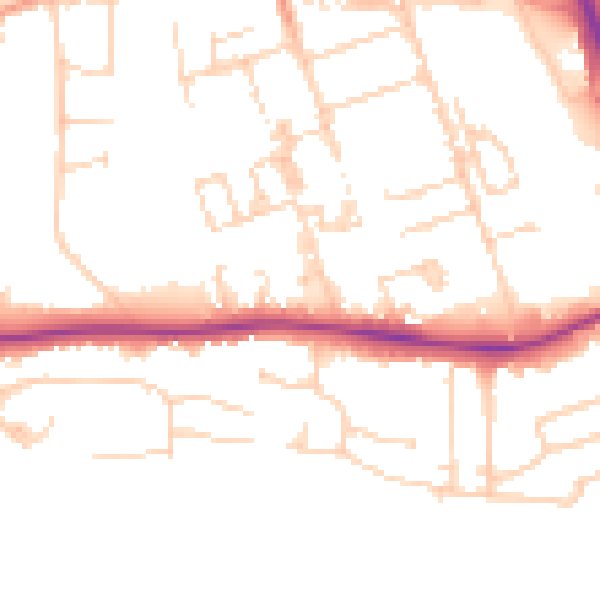 Daytime road noise heatmap for PE3 6AP