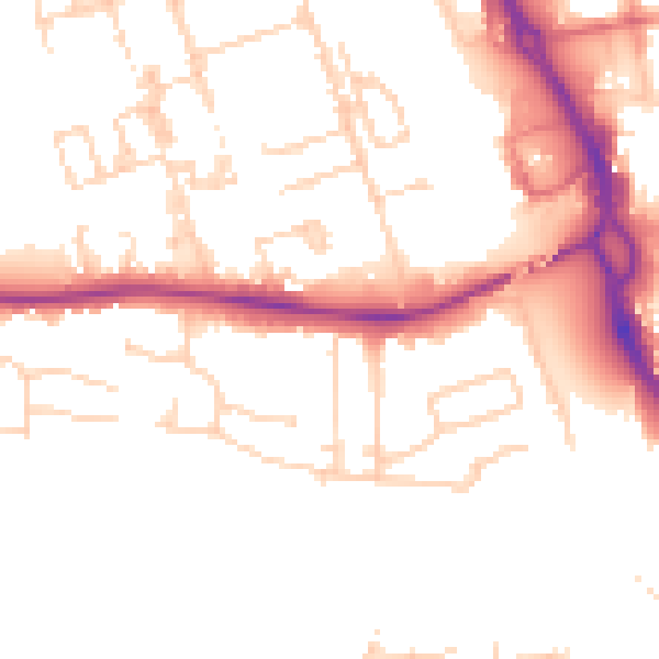 Daytime road noise heatmap for PE3 6AQ