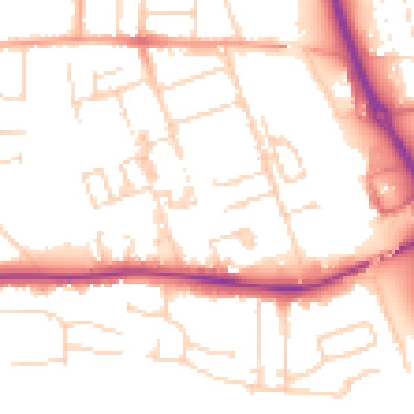 Daytime road noise heatmap for PE3 6AR
