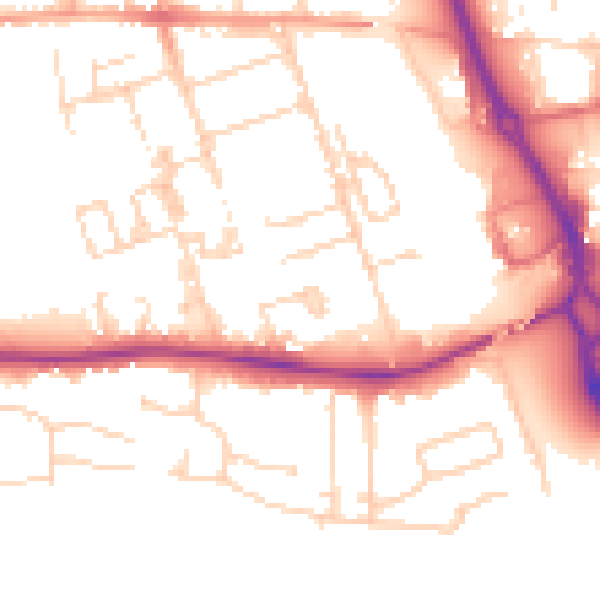 Daytime road noise heatmap for PE3 6AS
