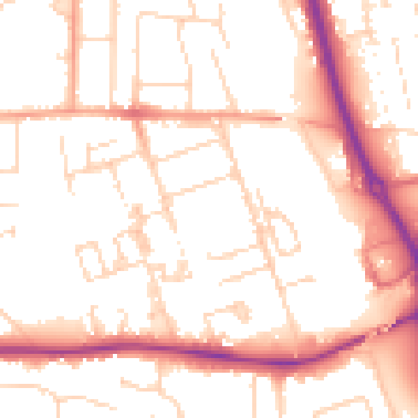 Daytime road noise heatmap for PE3 6AU