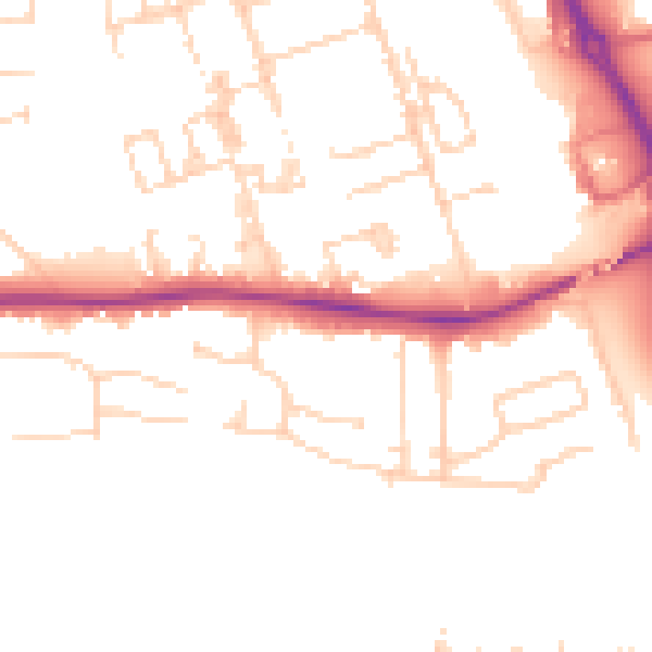 Daytime road noise heatmap for PE3 6AW